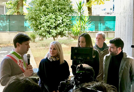 di Firenze Dario Nardella, Lucia Aleotti presidente di Menarini, Sara Funaro assessore alla casa del Comune di Firenze, Luca Talluri presidente di casa spa